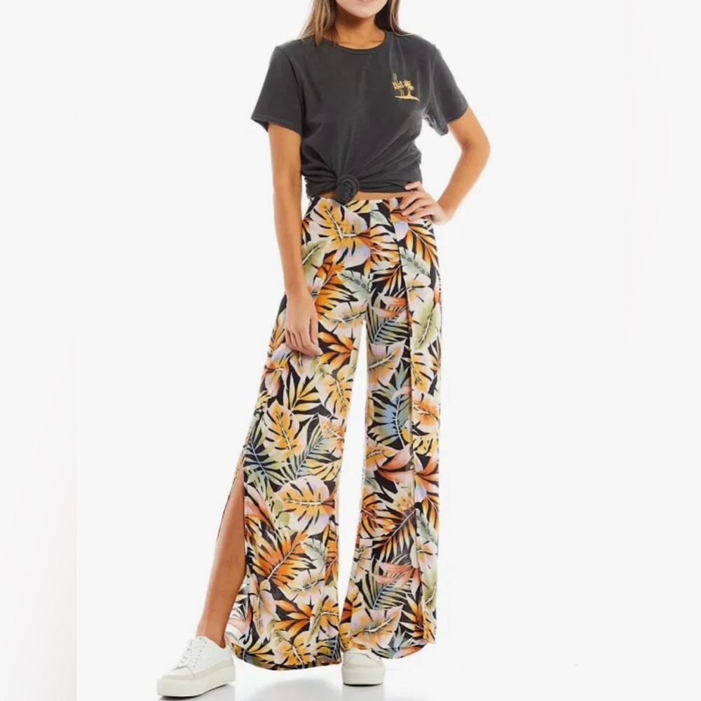 Billabong Tropical Print Wide-Leg Pants